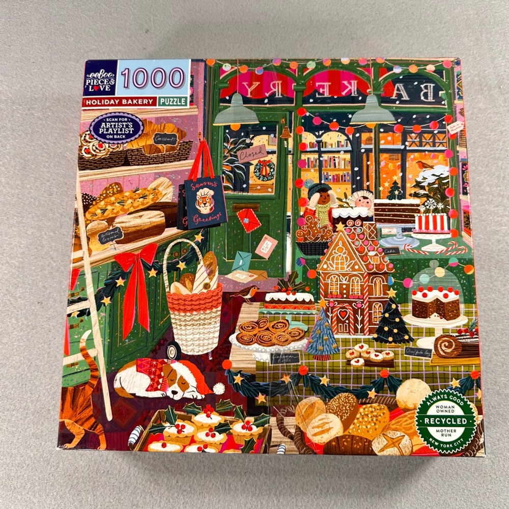 eeBoo Piece & Love Holiday Bakery 1000 Piece Puzzle Victoria Ball Christmas Art